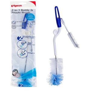 ✅ Dual design – cleans bottles & nipples easily ✅ Soft bristles – scratch-free & safe cleaning ✅ 360° rotation for deep and thorough cleaning