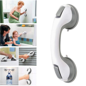 ✅ No drilling needed – strong suction installation ✅ Non-slip grip for better safety & support ✅ Perfect for bathroom, tiles & glass surfaces