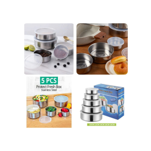 ✅ 5-piece set – multiple sizes for all needs ✅ Durable stainless steel – safe & long-lasting ✅ Airtight lids – keeps food fresh longer