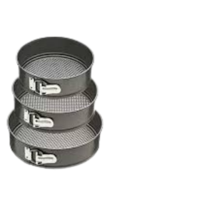 • 3 different sizes for versatile baking needs • Easy-release lock clip for quick removal • Non-stick coating for smooth cake release