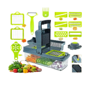 • Multiple blades for slicing, dicing & grating • Built-in storage container for mess-free use • Saves time with quick & easy food prep