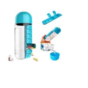 • Built-in compartments for daily pills & vitamins • Combined water bottle for convenience on the go • Leak-proof, safe & easy to carry design