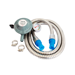 • Leak-proof secure design • Durable stainless steel hose for long use • Built-in pressure meter for safety monitoring