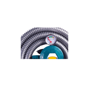 • Leak-proof secure design • Durable stainless steel hose for long use • Built-in pressure meter for safety monitoring