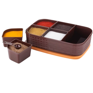 • Multiple sections to neatly organize spices and ingredients • Strong and stylish design for long-term use • Comes with spoon for easy access