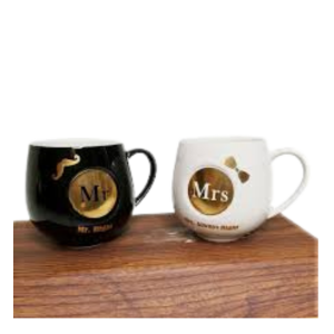 • Stylish Mr & Mrs design ideal for couples • High-quality ceramic for durability • Perfect size for daily tea or coffee