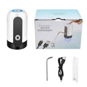• One-touch operation for easy water flow • USB rechargeable for convenience • Fits standard water bottles and cans