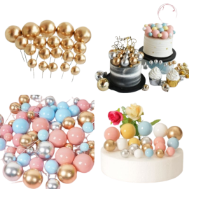 • Premium gold and colorful ball design • Perfect for cake decoration and styling • Ideal for birthdays and special celebrations