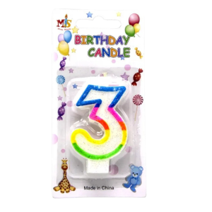 • Colorful design to enhance cake look • Perfect for 3rd birthday celebrations • Easy to place on cake