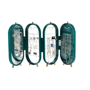 • Multiple compartments for neat organization • Stylish mirror design for a premium look • Protects jewelry from dust and damage