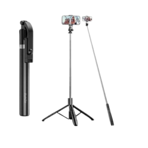 • Wireless Bluetooth control for easy shooting • Foldable & portable design for travel use • Built-in tripod stand for stable photos & videos