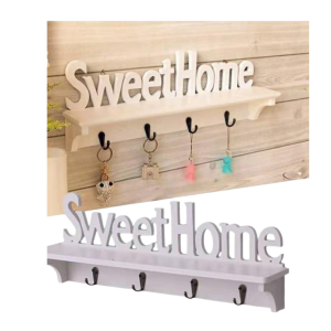 • Elegant “Sweet Home” design enhances your space • Multiple hooks for keys, accessories & small items • Easy wall mounting – perfect for entryway & living room