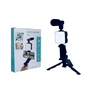 Complete kit with microphone, LED light and mini tripod Ideal for vlogging, live streaming, video recording and online classes Easy to set up, portable and convenient to use