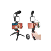 Complete kit with microphone, LED light and mini tripod Ideal for vlogging, live streaming, video recording and online classes Easy to set up, portable and convenient to use