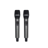 Comes with 2 microphones for singing, speaking, and events Wireless design for easy and comfortable use Includes receiver, charging cable, and batteries